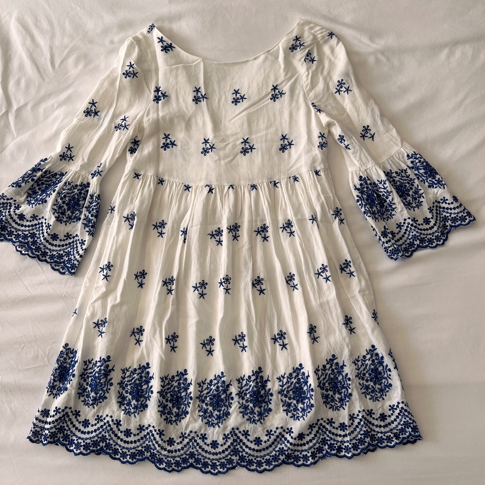 Lulu's White and Blue Floral Dress